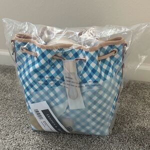 Dooney & Bourke Blue and White Checkered Bucket Bag